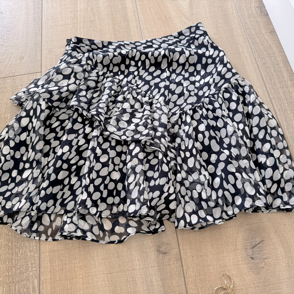 Milly Women’s Navy Dark Blue Polka Dot Ruffle Mini Skirt Short Size 0